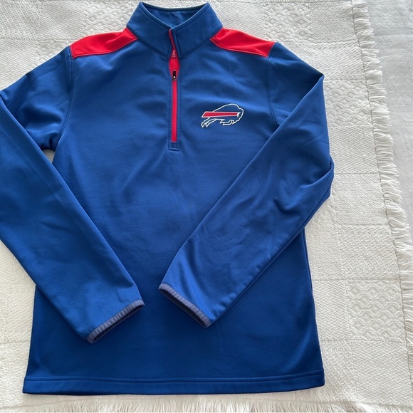 NFL Buffalo Bills Quarter Zip Fleece Pullover Blue Red Team Logo size Small - Picture 6 of 12